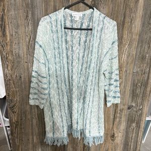 #44. Blue and White Long Sweater Cardigan